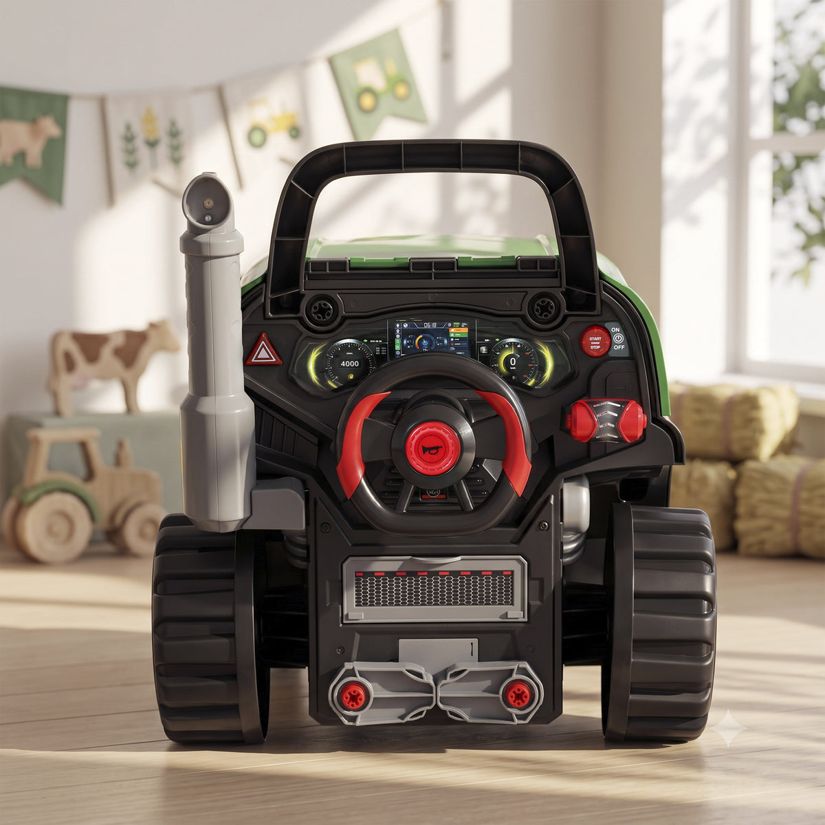 AIYAPLAY Kids Truck Engine Toy With Spray Lights Sounds For 3-6 Years, Green