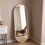 Emi- Gold Metal Runway Oval Mirror | 120cm x 40cm