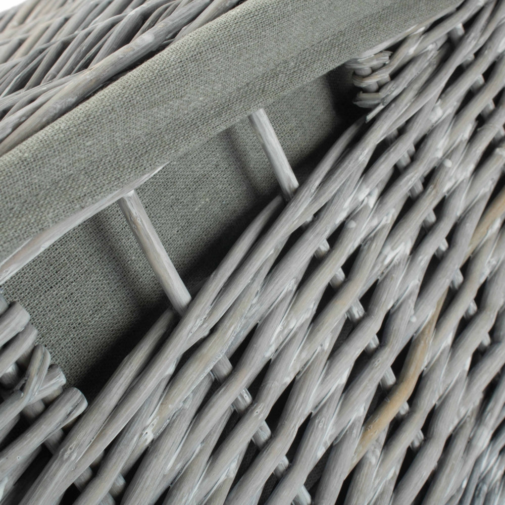 Grey Wash Square Laundry Basket With Grey Sage Lining