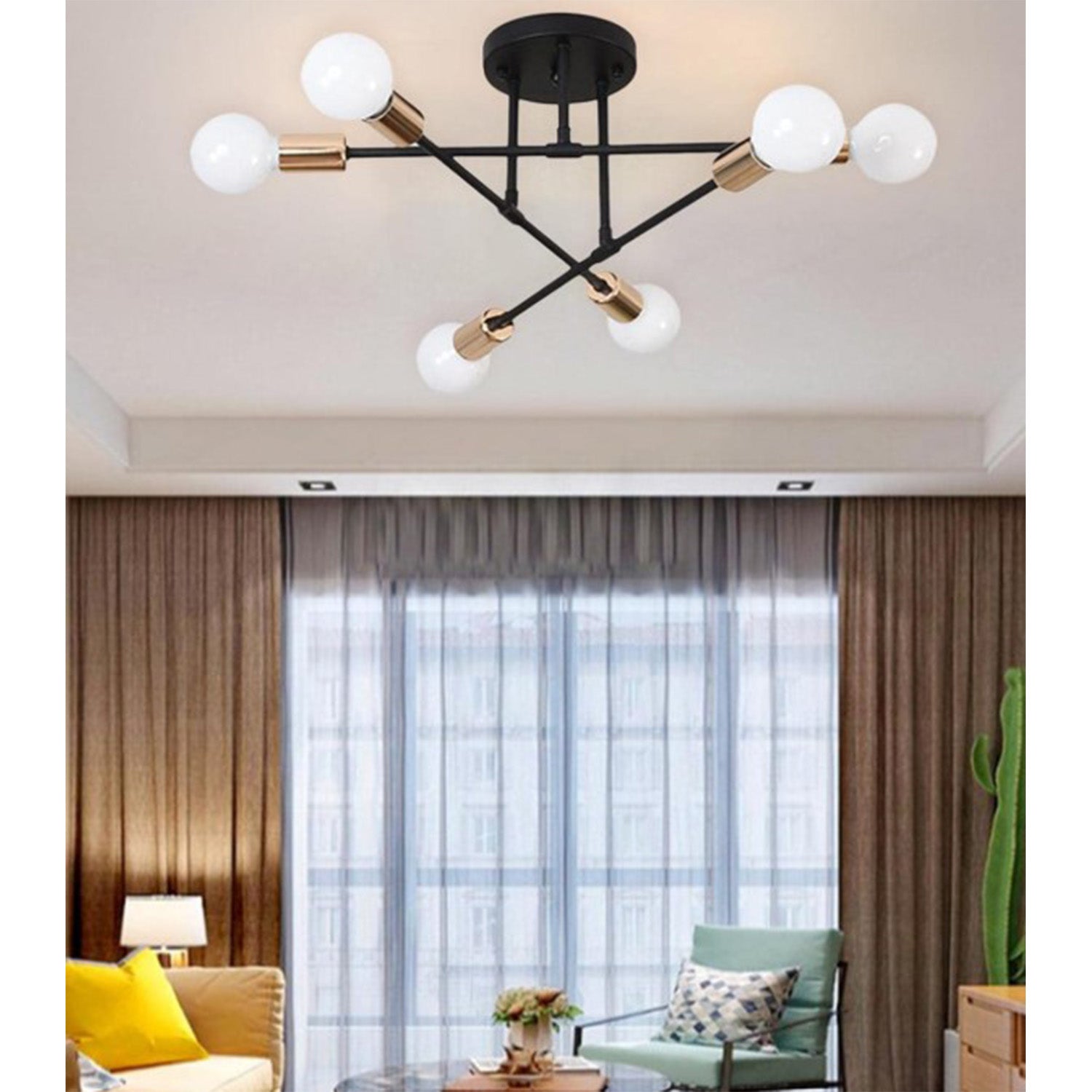 Bath Plus TB+ Modern 6-light Semi-flush Mount Chandelier