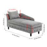 Left Hand Facing Chenille Chaise Lounge With Storage And Pillow | Grey