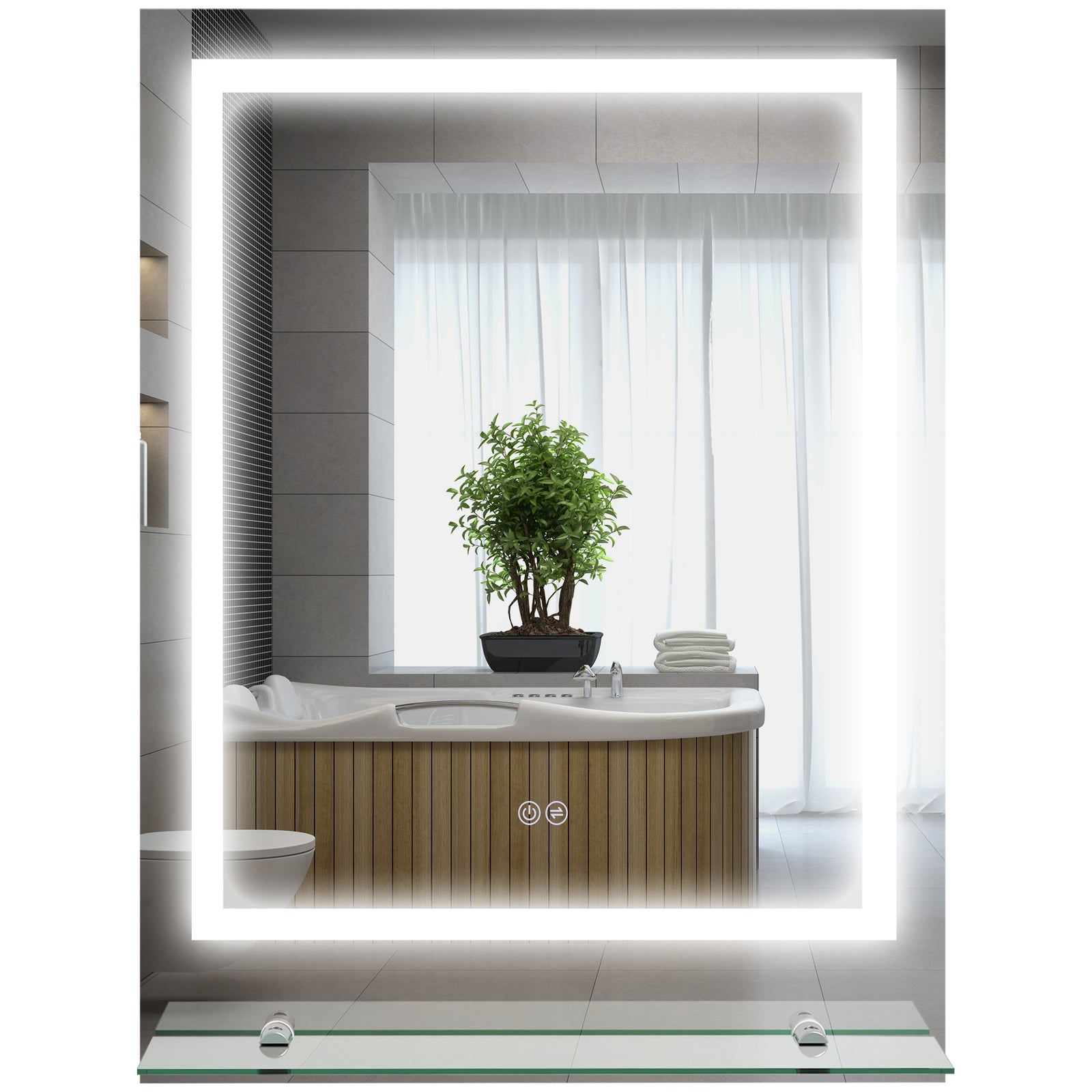 70x50/80x60cm Dimmable Bathroom Mirror Defogging Film | Large | Silver