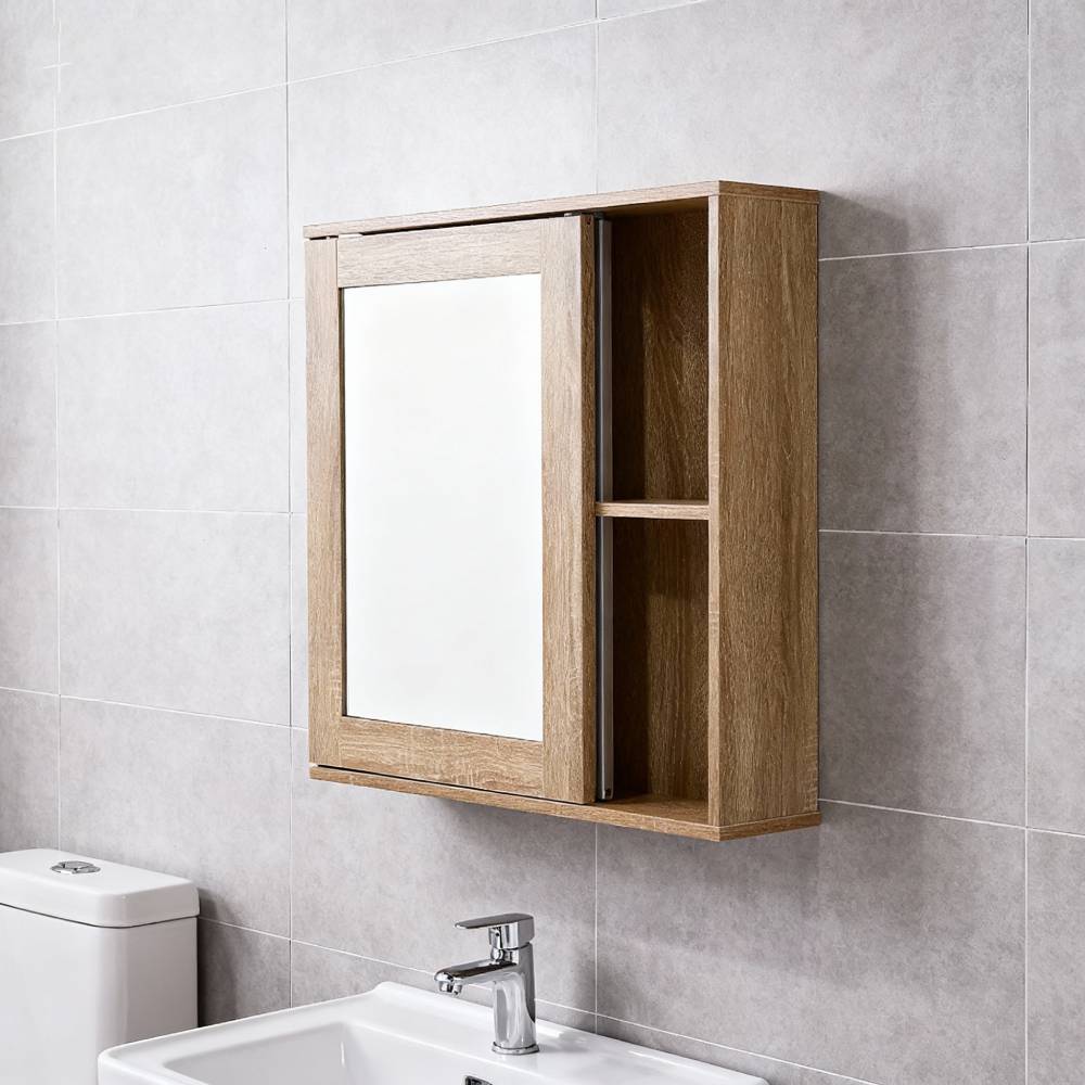 Wall-mounted Bathroom Mirror Cabinet With Adjustable Shelves