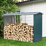 2.4m W Outdoor Garden Steel Log Storage Shed | Green