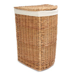 White Cotton Lined Light Steamed Corner Laundry Baskets | Small | White