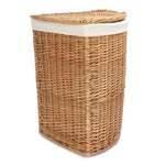 White Cotton Lined Light Steamed Corner Laundry Baskets | Large | White