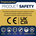 Dreamcatcher Deluxe Xl Electric Throw Heated Double Over Blanket Soft Fleece Black 9 Heat & 12hr Timer