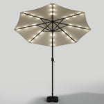 3m Outdoor Patio Parasol – Solar-powered Umbrella With 24 Led Lights, Tilt & Crank Handle, With Fillable Base | One Size | Beige