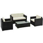 4 Pieces Rattan Sofa Set Chair Seat Furniture Patio Wicker | Black