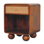 Solid Wood Chestnut Open Woven Bedside