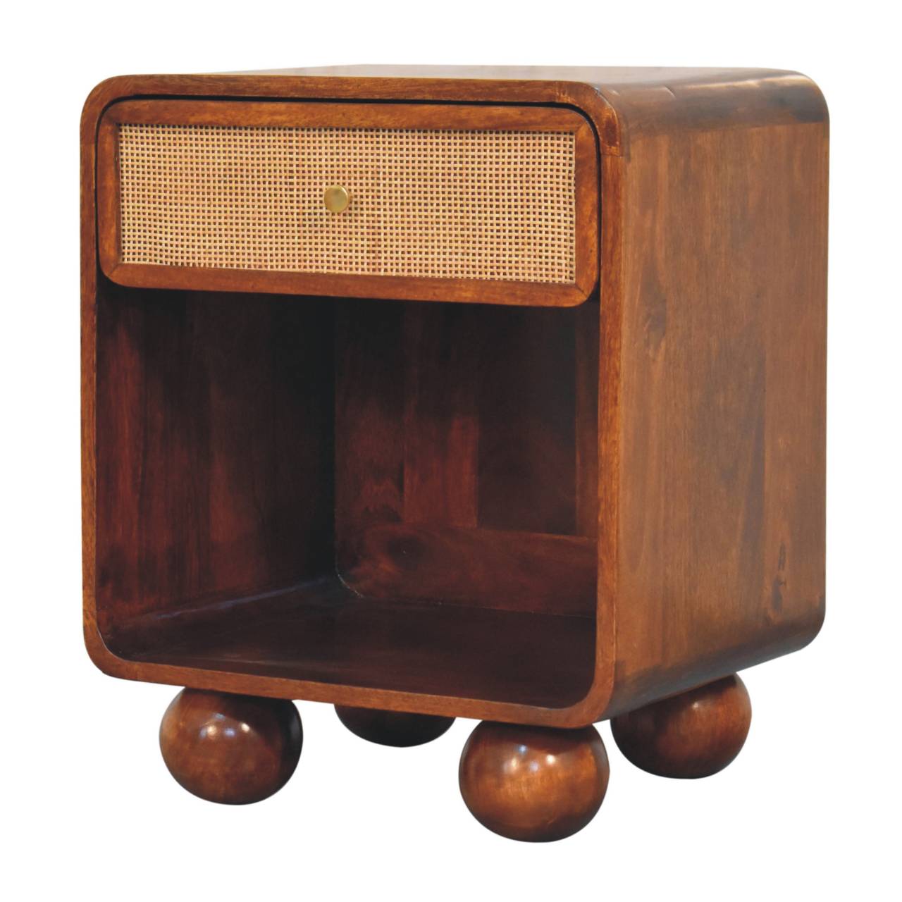 Solid Wood Chestnut Open Woven Bedside