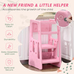 Step Stool, Adjustable Standing Platform, Toddler Kitchen Stool | Pink