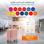 45x36x20cm Lightweight Underseat Cabin Carry On Suitcase - 100+ Airline Approved - Hard Shell Luggage - 4 Wheels | 45 x 36 x 20cm | Rose Gold