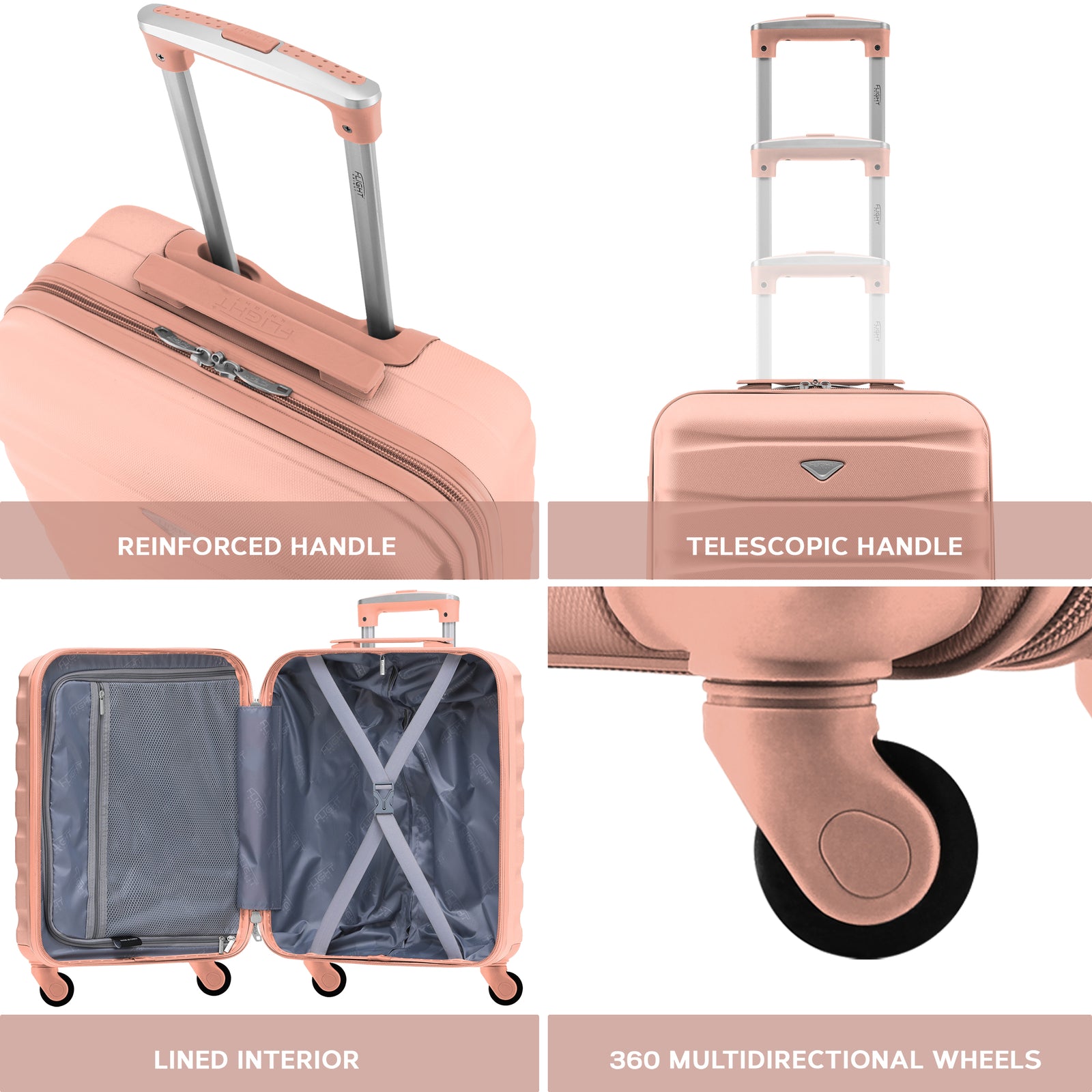 55x40x20cm Lightweight Luggage Hard Shell Cabin Suitcase 60+ Airlines Approved - Carry On Case - 4 Wheels | 55 x 40 x 20cm | Rose Gold