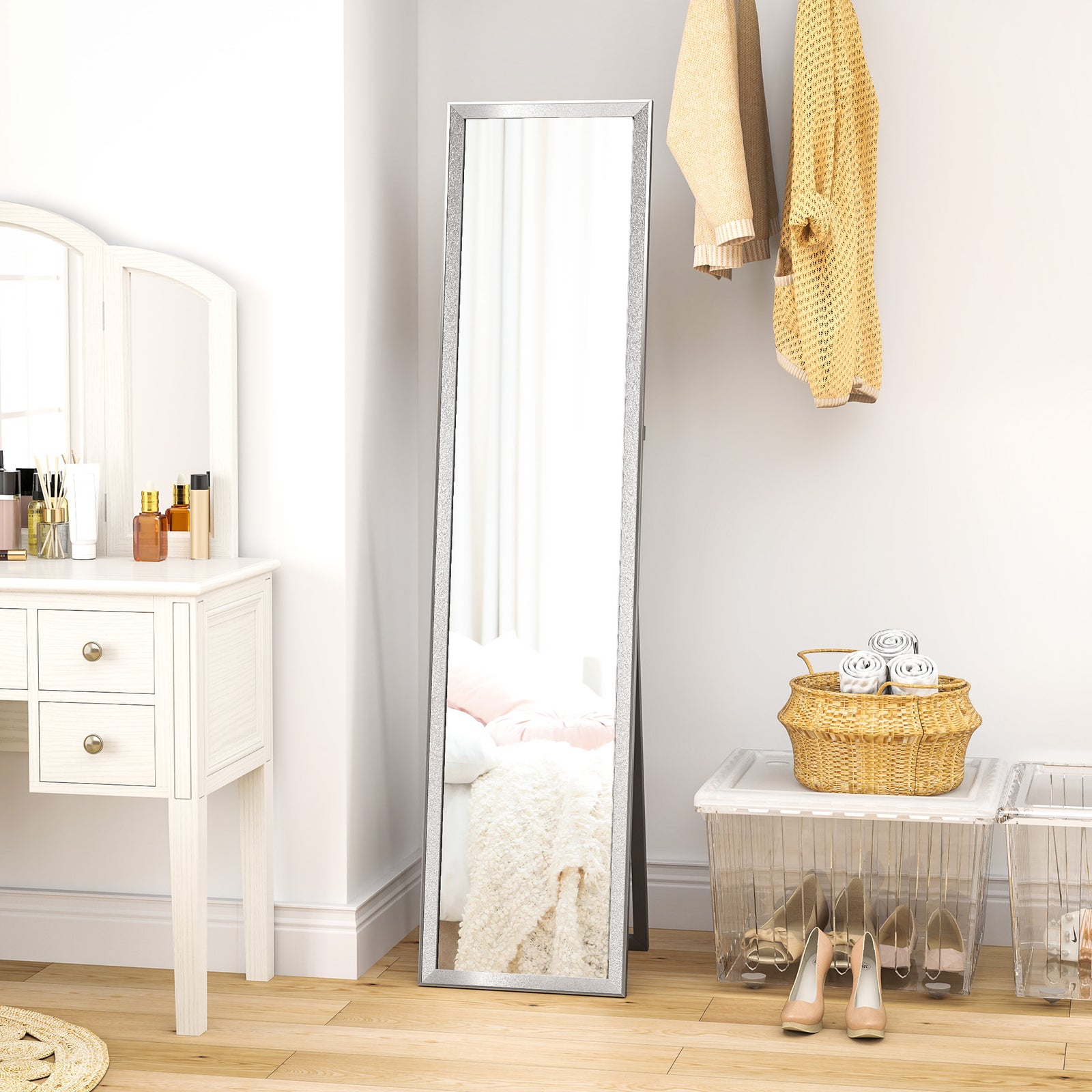 Floor Mirror Wall Mounted Leaning Standing Mirror 37 X 157cm | Silver