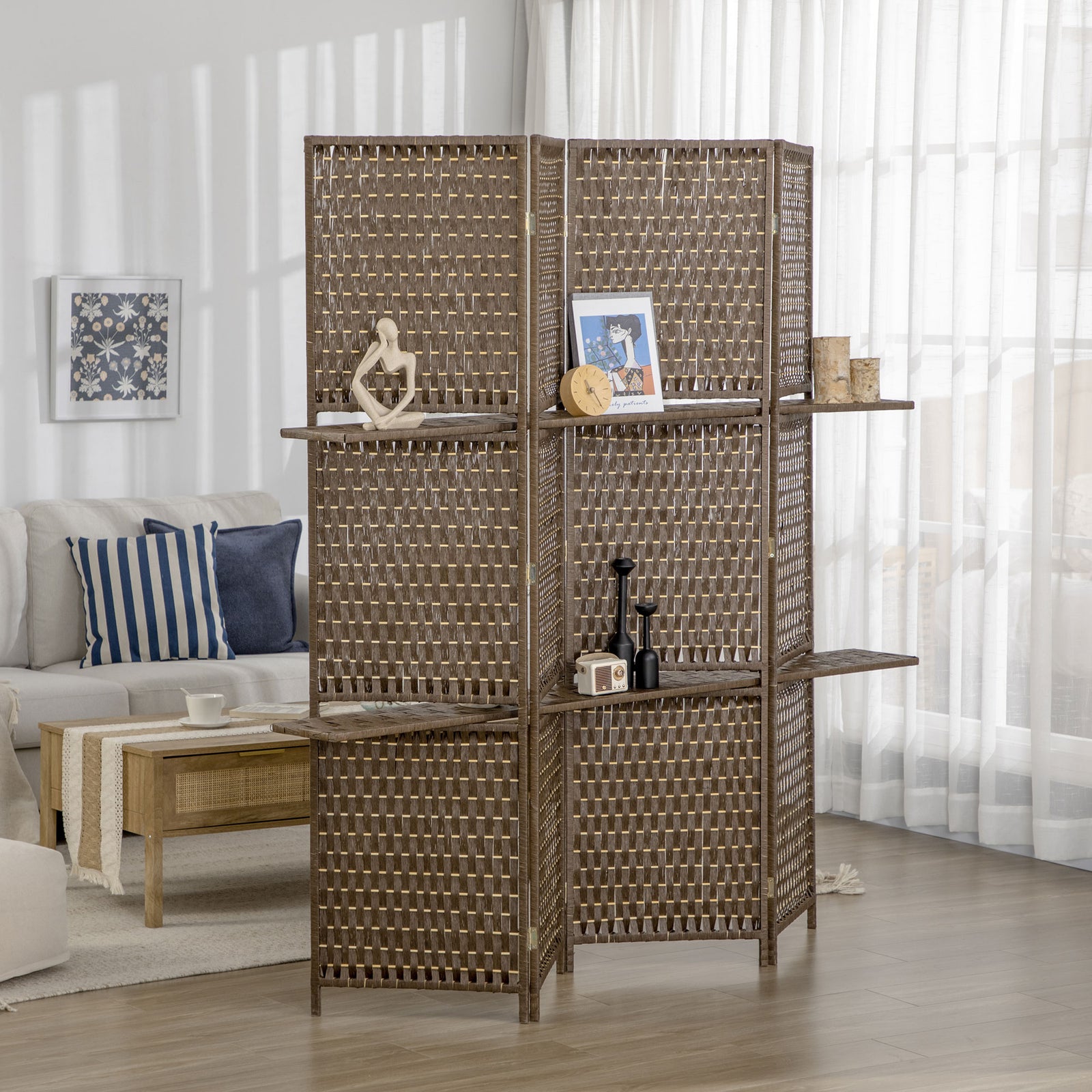 4 Panel Folding Room Dividers Privacy Screen Panels