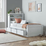 Enzo Wooden 3 Drawer Bookcase Bed And Spring Mattress | Single | White