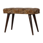 Solid Wood Leopard Print Deep Button Bench