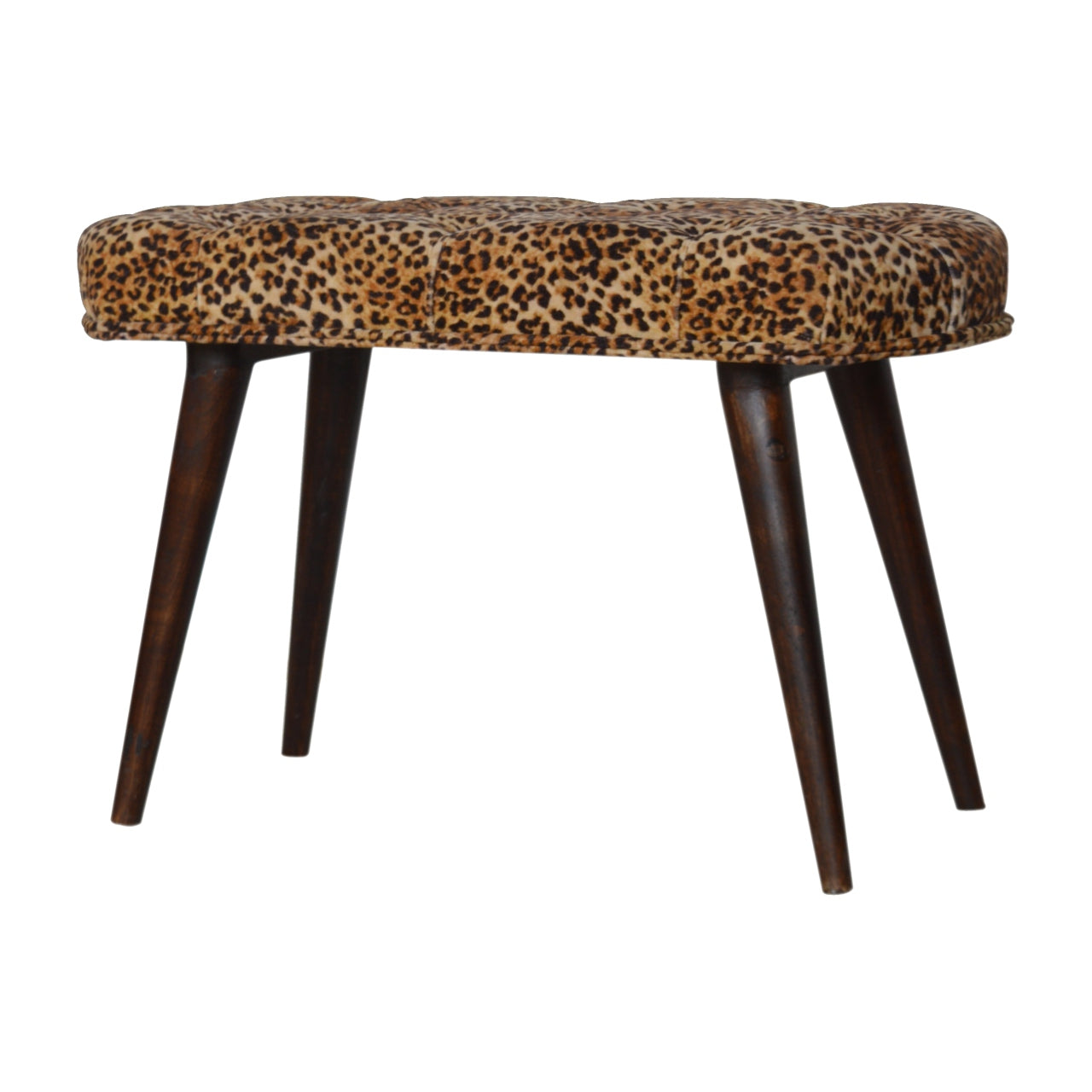 Solid Wood Leopard Print Deep Button Bench