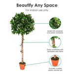 Artificial Green Handcrafted Ficus Topiary Tree With Pot, 125 Cm (4 Ft)