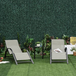 3 Pieces Lounge Chair Set Garden Sunbathing Chair W/ Table | Gray