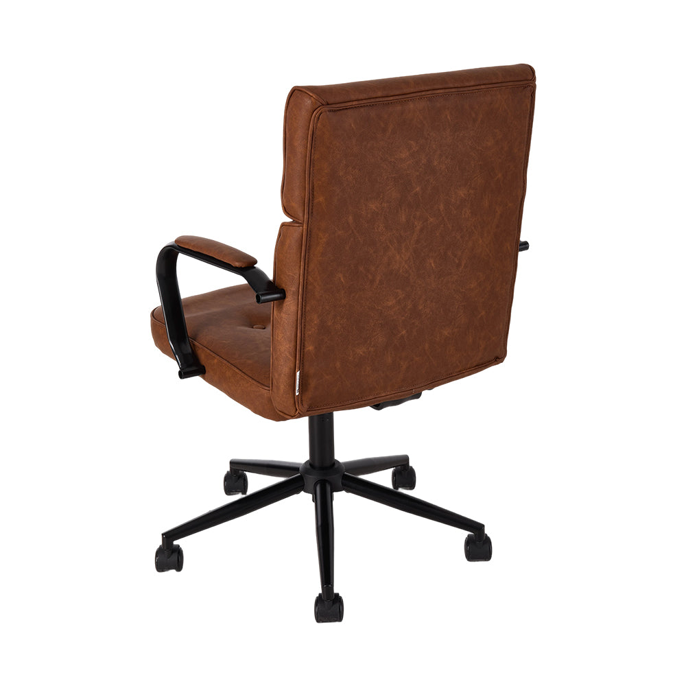 Ergonomic Brown Pu Office Chair – Vintage Style, 360° Swivel, Adjustable Height, Recline 15°