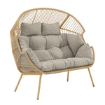 Cocona 2 Seat Standing Egg Chair And Stool | One Size | Light Brown