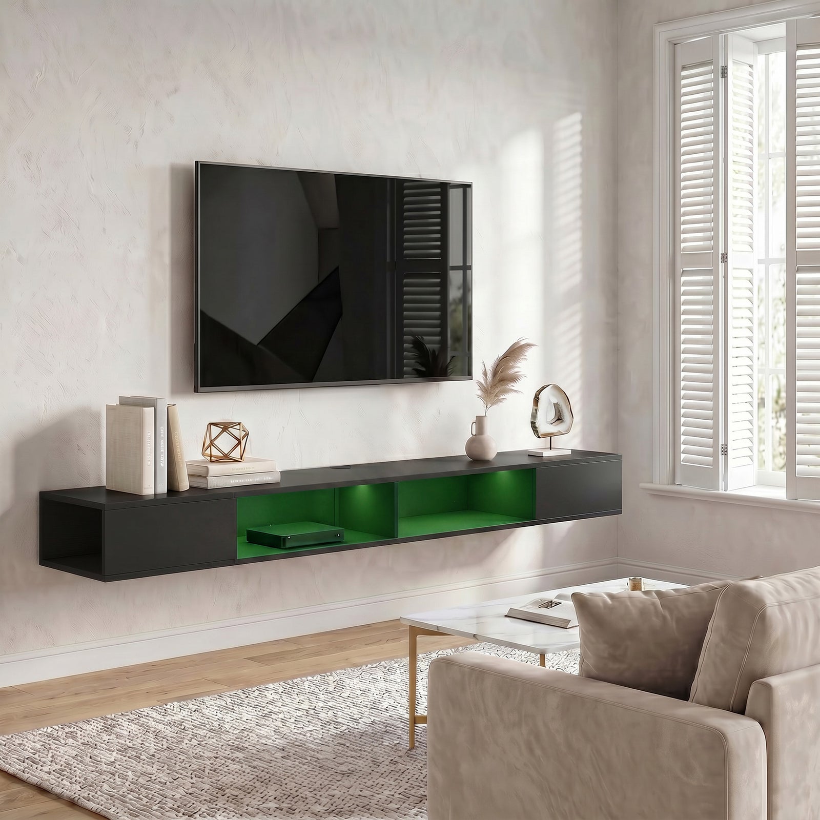 Tv Stand With Rgb Led Lights For 75-inch Tv | Black