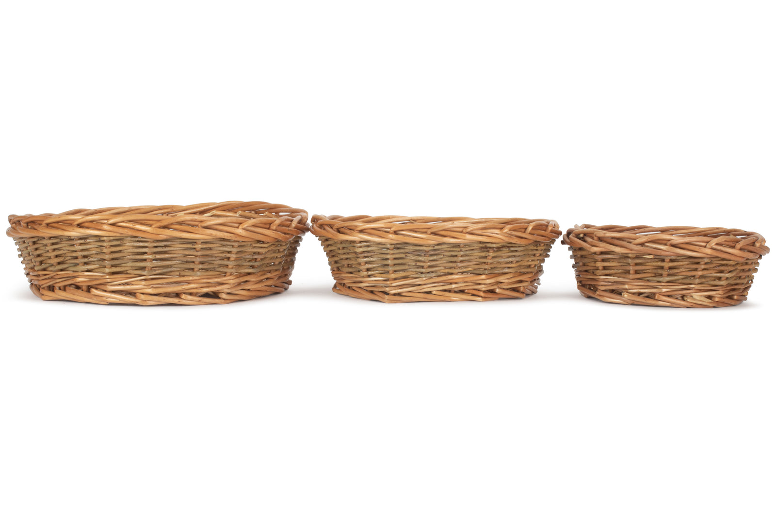 Wicker Unpeeled Willow Round Tray | Set-of-3 | Brown