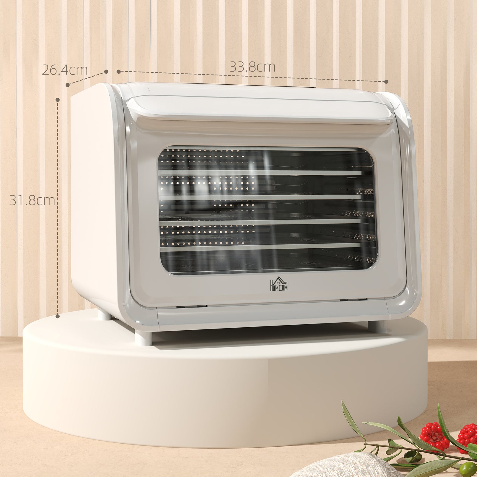 Food Dehydrator With 6 Stainless Steel Tray, For Fruit, Meat | One Size | White