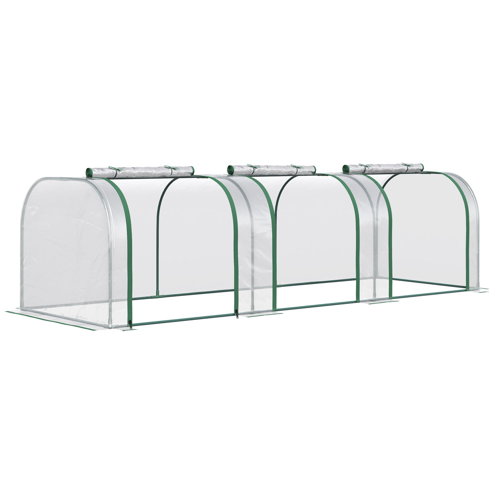 Green Tunnel Greenhouse With Zipped Doors | Silver