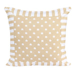 Cotton Stripe Border And Stars Cushion Cover | 60cm x 60cm | Beige