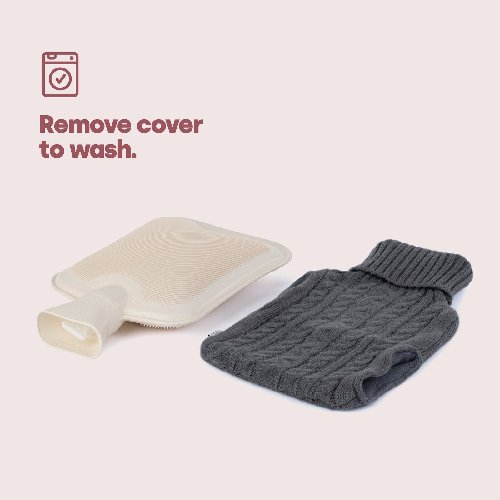 Livivo Grey 2l Hot Water Bottle With Cosy Knit Cover And Hand Warmer Pockets