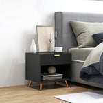 Small Table With Drawer, Open Compartment And Handle | One Size | Black