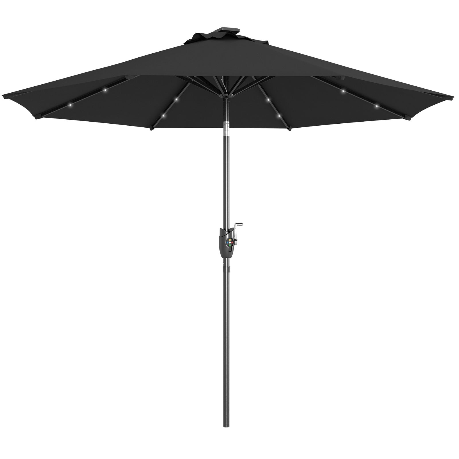 Parasol Patio Umbrella W/ Led Light Crank | Black