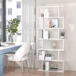6-tier Wooden Modern S-shaped Shelf Storage Unit Home Office | One Size | White