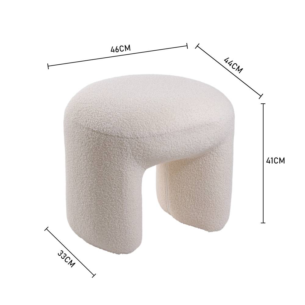 Modern Teddy Bear Fur Upholstered Ottoman