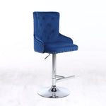 HYGRAD BUILT TO SURVIVE Set Of 2 Velvet Bar Stools With Lion Knocker Back Rest Padded Breakfast Stool
