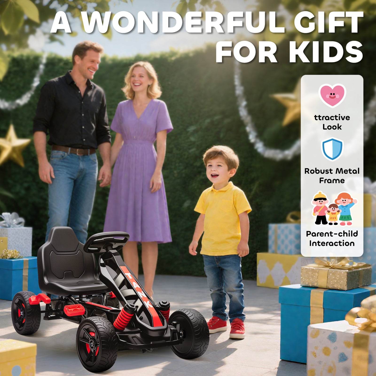 Pedal Go Kart With Automatic Clutch, For Ages 3-6 Years | Red