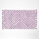 Tufted Cotton Bath Mat Zig Zag Design With Pom Poms | 50 x 80cm | Lilac