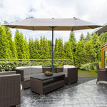 4.6m Double-sided Sun Umbrella W/ Base | Khaki