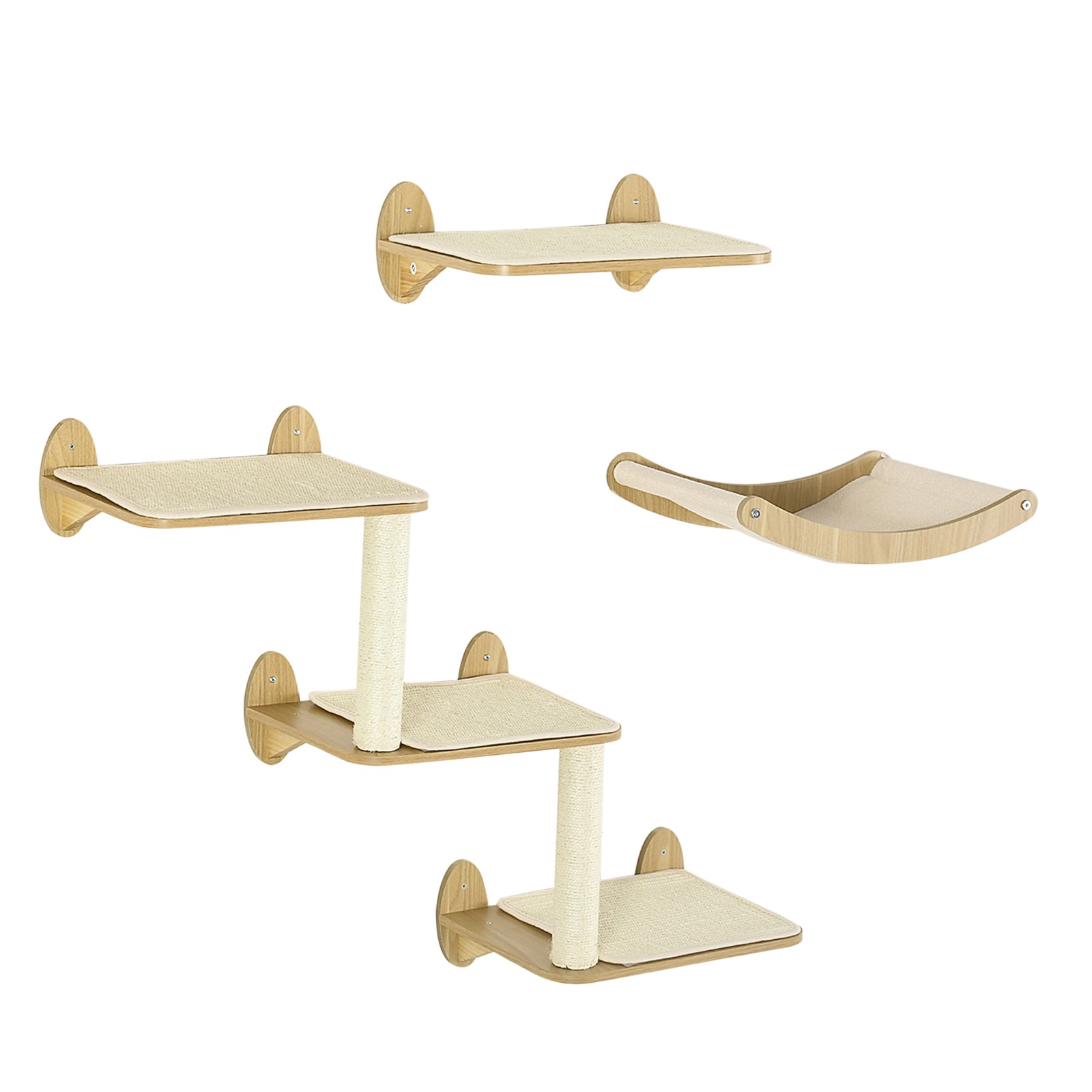 3pcs Wall Mounted Cat Tree Cat Shelves Climbing Shelf Set Scratching Post