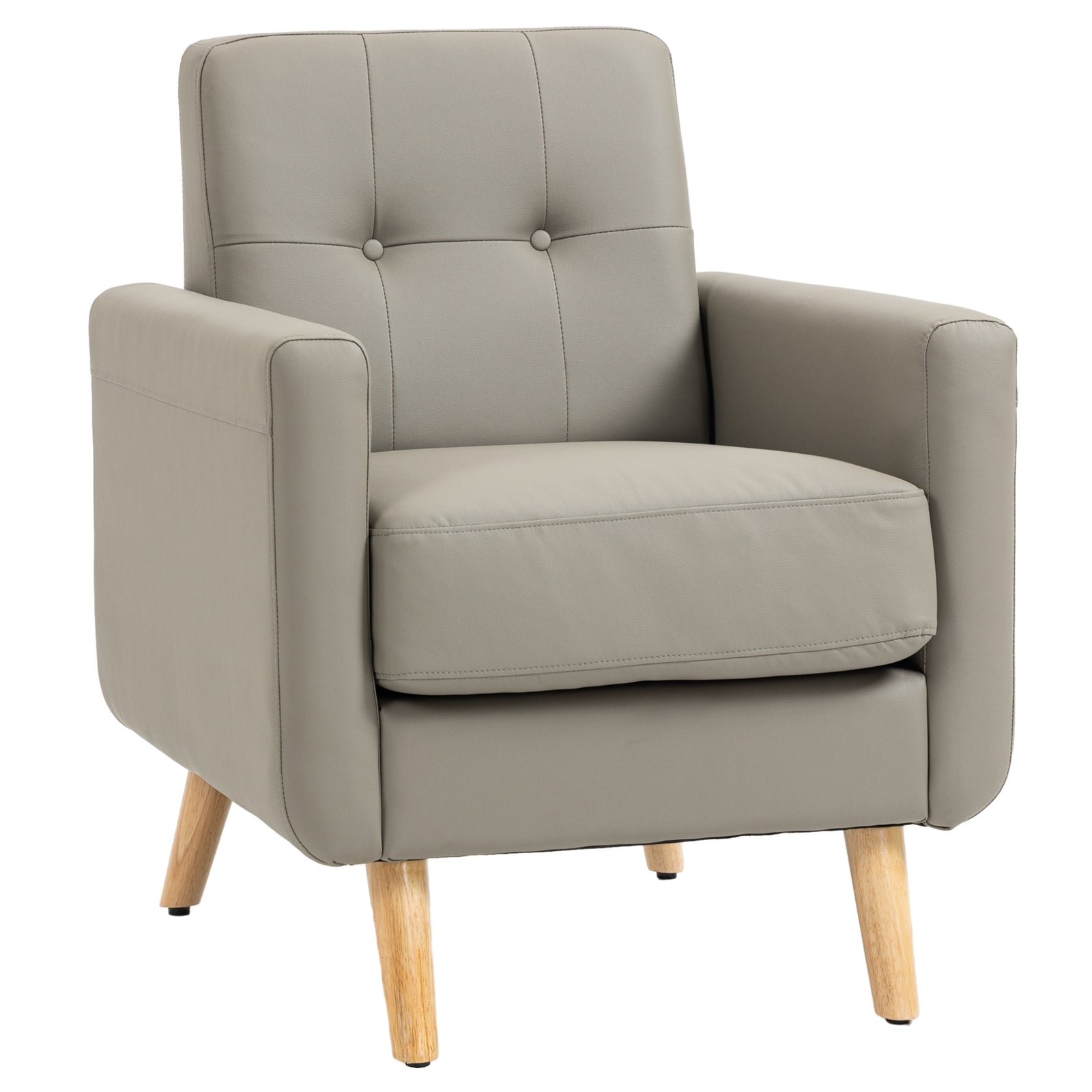 HOMCOM Retro Armchair Tufted Accent Chair For Bedroom Home Office