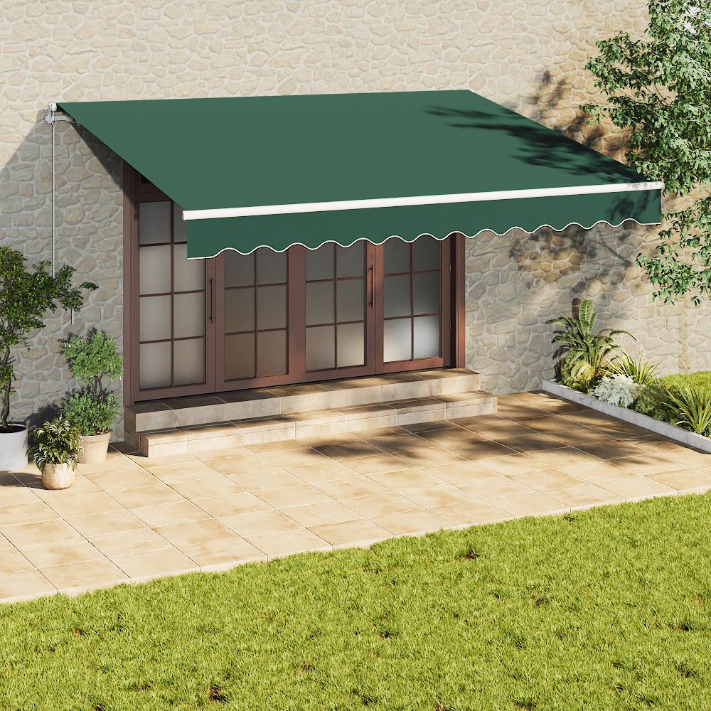 400cm W X 300cm D Outdoor Retractable Patio Awning For Window And Door | One Size | Green