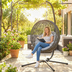 Outsunny Hanging Egg Chair Stand Only, Hammock Chair C-stand, Black