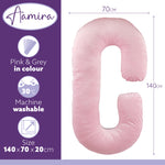 C Shaped Pregnancy Pillow, 140x65x20cm Shredded Memory Foam Full Body Maternity Cushion For Sleeping | C Shape | Pink
