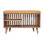 Solid Wood Slatted Oak-ish Bench With 3 Slots