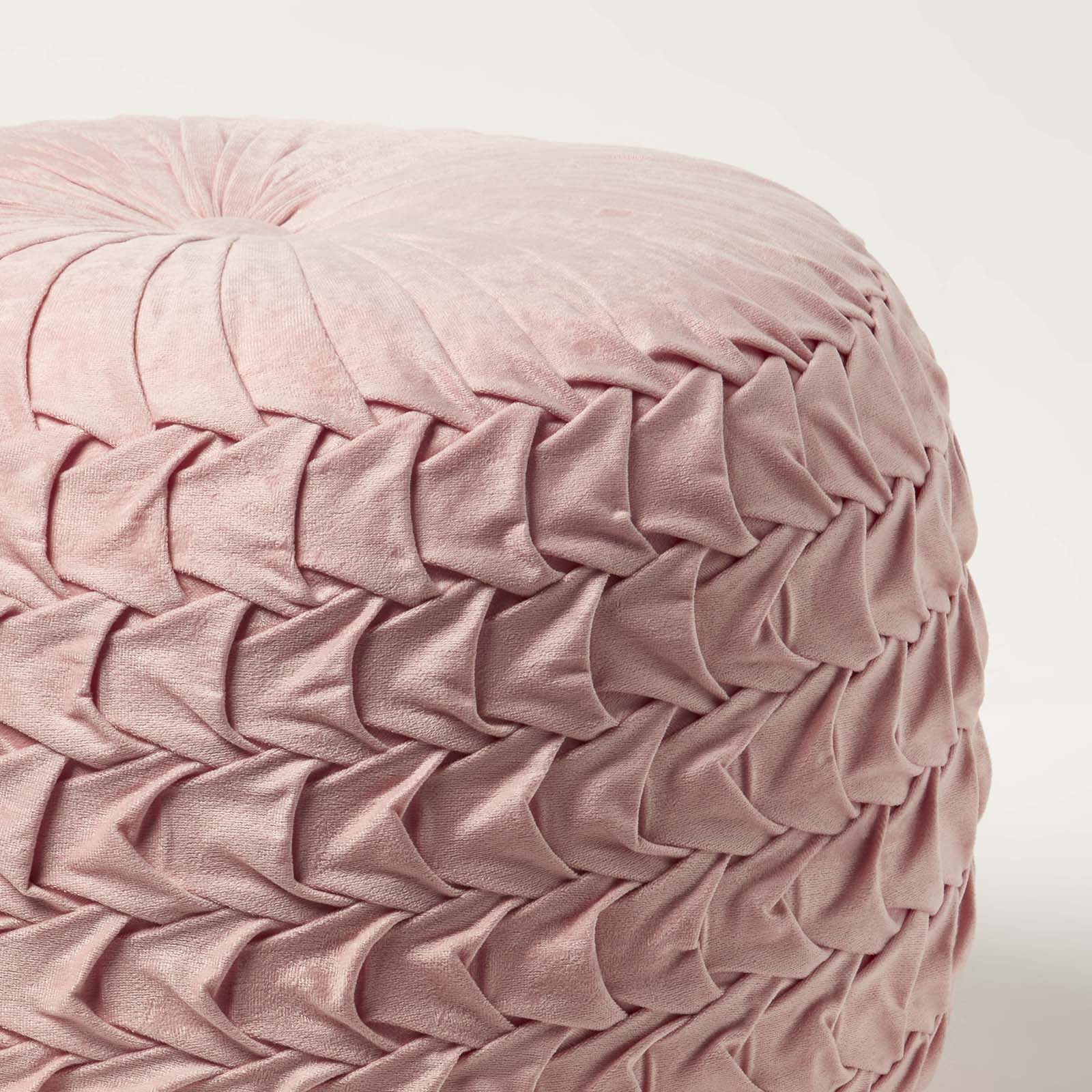 Grace Pleated Velvet Pouffe | 50cm x 35cm | Pink