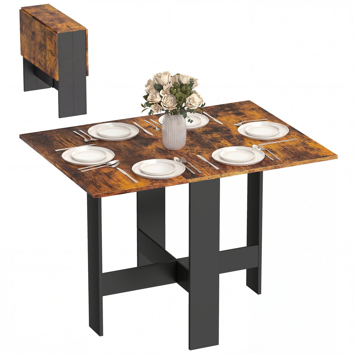 Wooden Folding Table Writing Desk | Rustic Brown