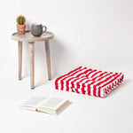 Cotton Thick Striped Floor Cushion | 50cm x 50cm | Red